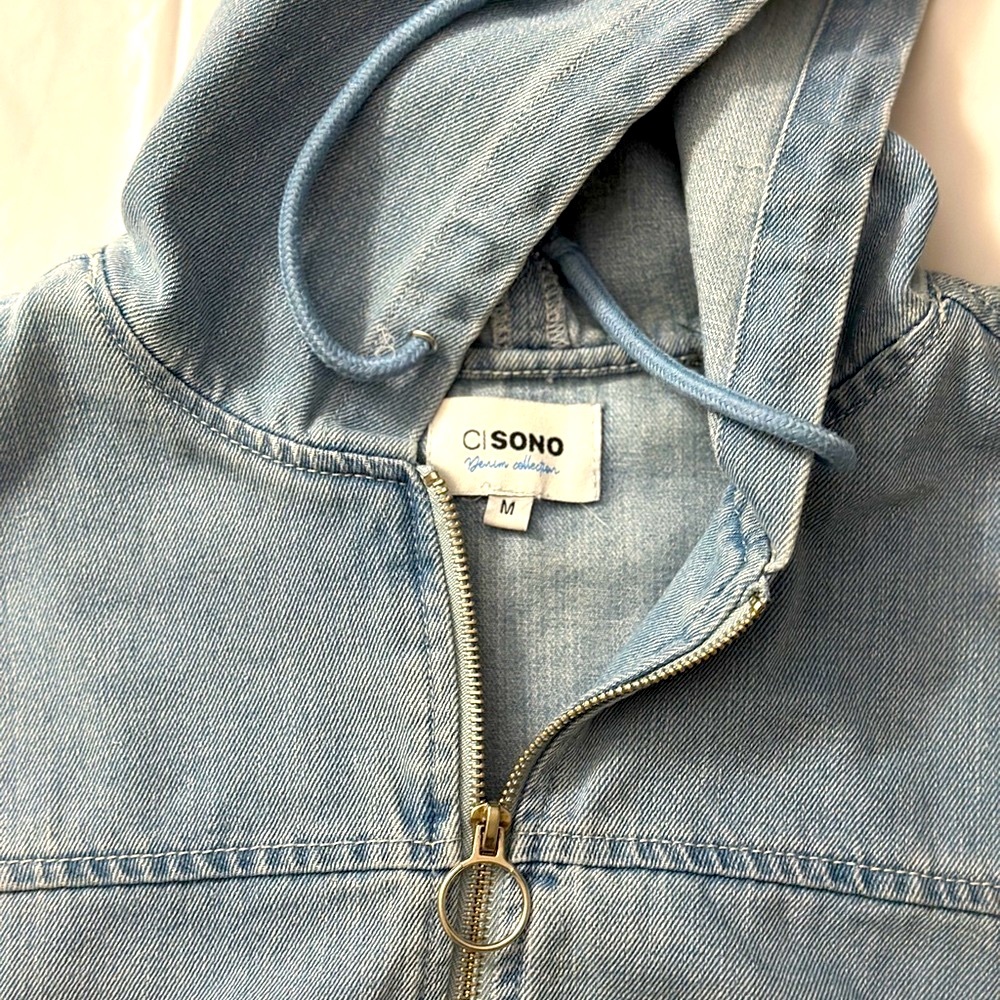 Ci Sono Blue Jr Light Blue Denim Hooded Jacket Size M
